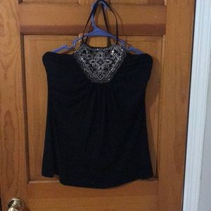 Beaded halter with built in bra